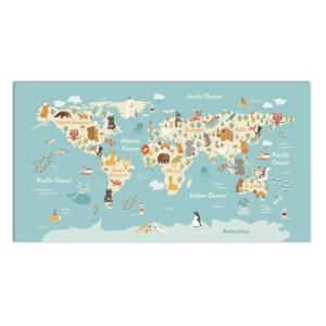Tapis vinyle dessins animés de carte du monde 120x170cm