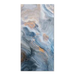 Tapis vinyle marbre bleu et orange 80x300cm