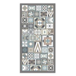 Tapis vinyle style carreaux ciments bleu 100x140cm