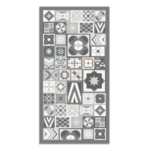 Tapis vinyle style carreaux ciments gris 40x80cm