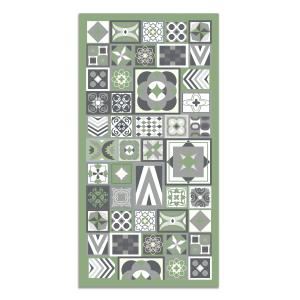 Tapis vinyle style carreaux ciments vert 120x170cm