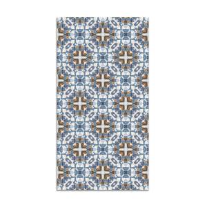 Tapis vinyle style hydraulique oriental bleu 120x170cm