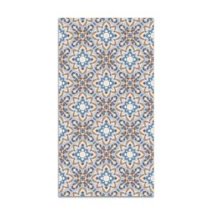 Tapis vinyle tuile fleurie orientale bleu 120x170cm