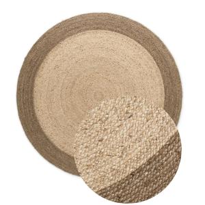 Tapis XL Jute fait main bicolore ivoire et mocca 240cm