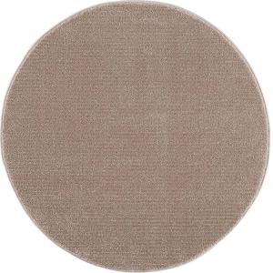 TARA - Tapis Rond uni beige à relief linéaire 200x200cm