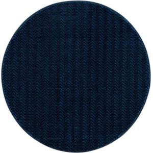 TARA - Tapis Rond uni bleu à relief chevron 200x200cm