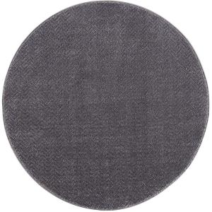 TARA - Tapis Rond uni gris à relief chevron 160x160cm