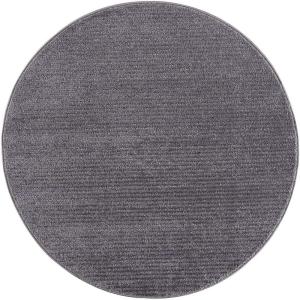 TARA - Tapis Rond uni gris à relief linéaire 160x160cm