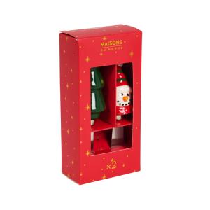 Tartineurs sapin et Père Noël en céramique verte, rouge et…