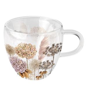 Tasse à thé en verre double paroi fleurs séchées 200 ml