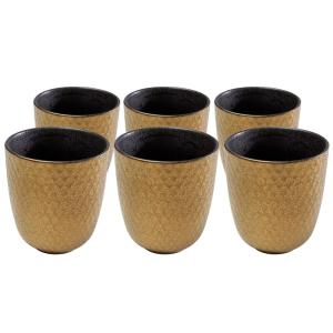 Tasse en céramique dorée et grise - Lot de 6