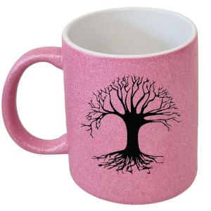 Tasse en céramique rose arbre de vie