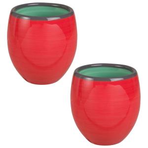 Tasse en faïence rouge et verte