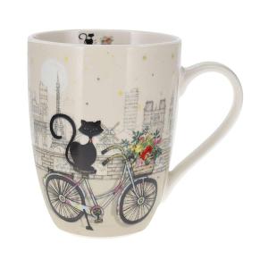 Tasse en porcelaine chat à vélo dans Paris 340 ml