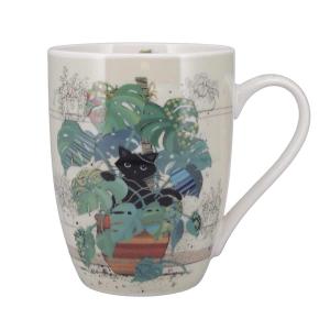 Tasse en porcelaine chaton monstera 340 ml