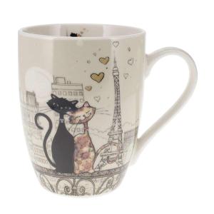 Tasse en porcelaine chats amoureux à Paris 340 ml