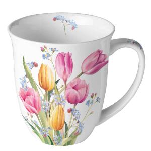 Tasse en porcelaine fine Bouquet de tulipes