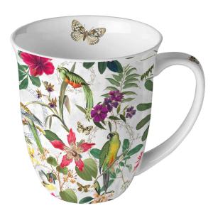 Tasse en porcelaine fine jungle tropicale