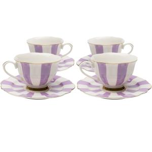 Tasse et coupelle en porcelaine blanche et violette - Lot d…