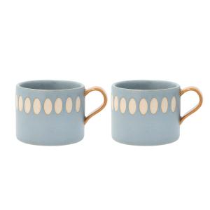 Tasses avec anse et motif en grès bleu/ambre