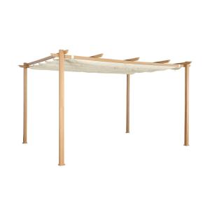 Tente de jardin, pergola aluminium 3x4m imitation bois, toi…