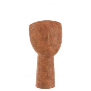 Tête abstraite en résine orange 20x18x39 cm