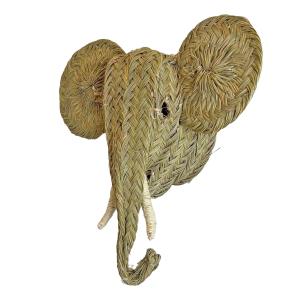 Tête d'Eléphant en fibres naturelles, décoration murale 35…