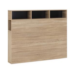 Tête de lit 145 cm chêne, 2 portes 9 trous