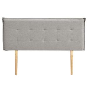 Tête de lit capitonnée en tissu sur pieds en bois, gris, 14…