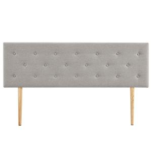 Tête de lit capitonnée en tissu sur pieds en bois, gris, 16…