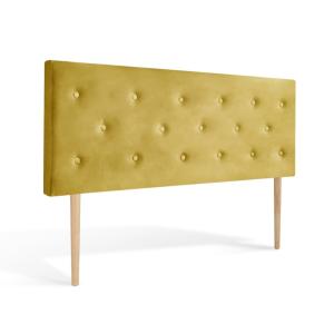 Tête de lit capitonnée en velours jaune moutarde 160cm