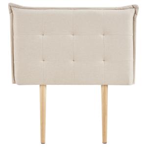 Tête de lit capitonnée sur pieds en bois, beige, 90 cm