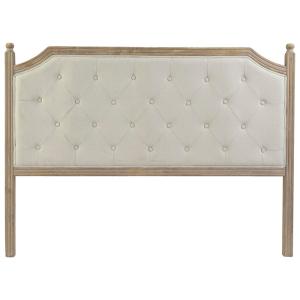 Tête de lit classique en bois et tissu capitonné lin beige…