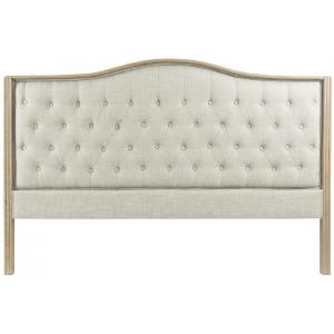 Tête de lit classique en bois et tissu capitonné lin beige…