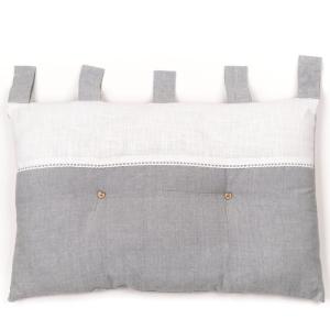 Tête de lit coussin coton uni  45x70 cm Gris