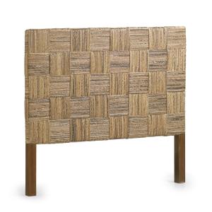 Tête de lit en bois marron et rotin beige