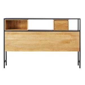 Tête de lit en manguier et métal noir pour couchage 160