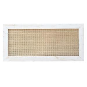 Tête de lit en rotin et bois massif blanc vieilli 100x74cm