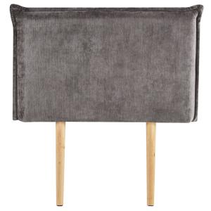 Tête de lit en tissu gris sur pieds en bois, 90 cm