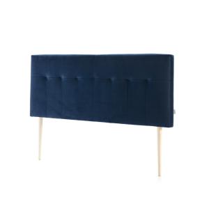 Tête de lit tapissée 140x100 cm bleu, velours, pieds en boi…