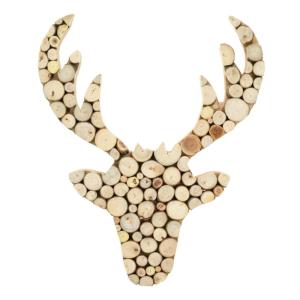 Tête de renne en rondins de bois d'arbre à soie