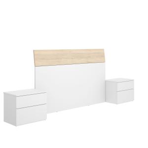 Tête du lit effet bois beige, blanc 178x4 cm