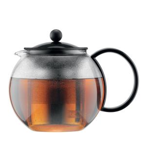 Théière avec filtre   1 l en inox transparent en verre H15.…