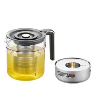 ThéIère avec réchaud - 1 Verre Noir 25x21x15 cm