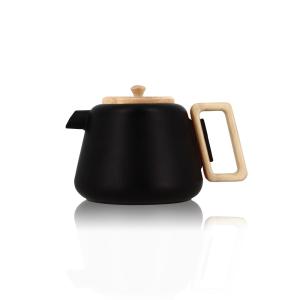 Théière en fonte noire avec couvercle en bois 500ml