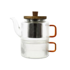 Théière en verre et anse ambre 400ml et tasse assortie 25cl…