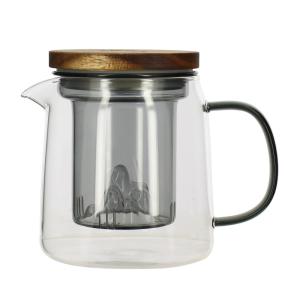 Théière en verre infuseur et anse graphite 450ml