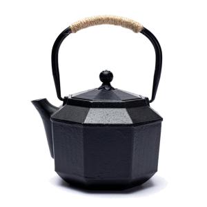 Théière hexagonale Japonaise noire en fonte 1L