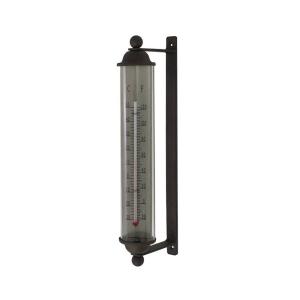 Thermomètre en métal et en verre marron 10 x 32 cm