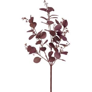 Tige d'eucalyptus et graines artificielles bordeaux H60
